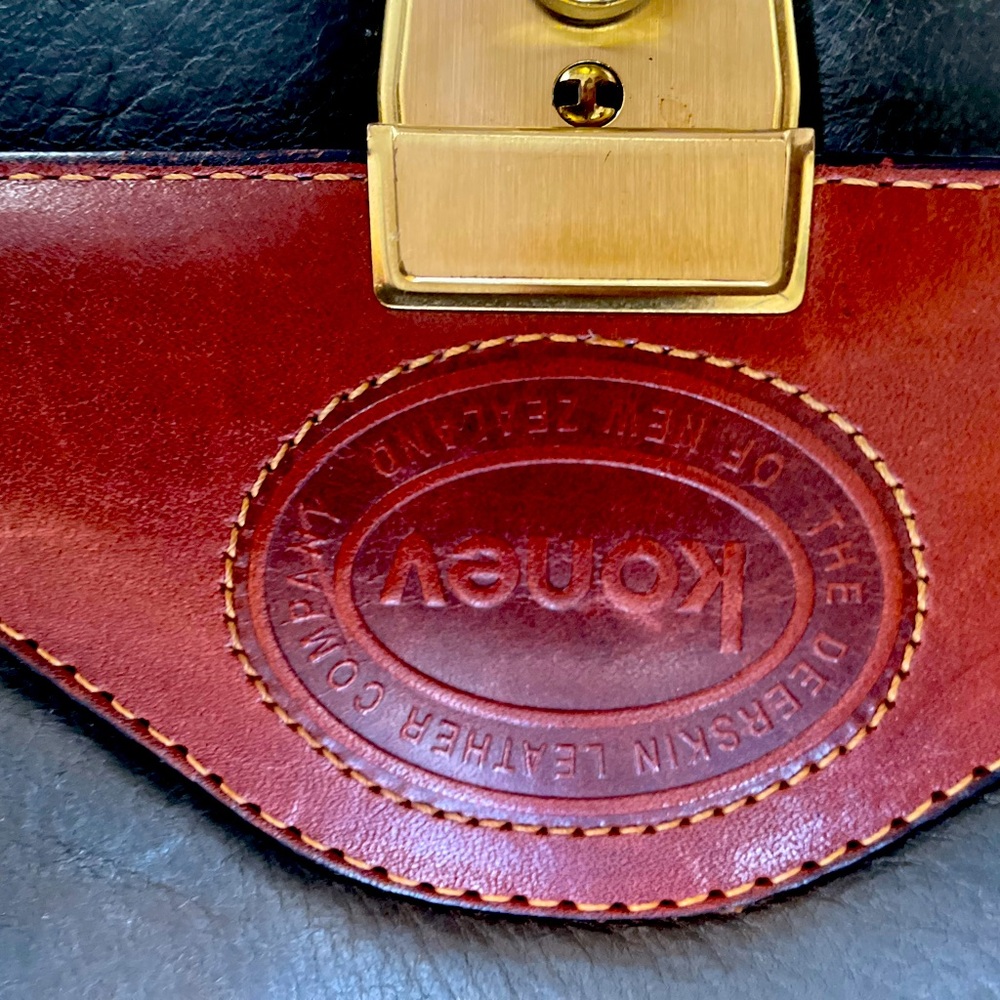 Vintage leather briefcase, New Zealand handmade deer skin leather